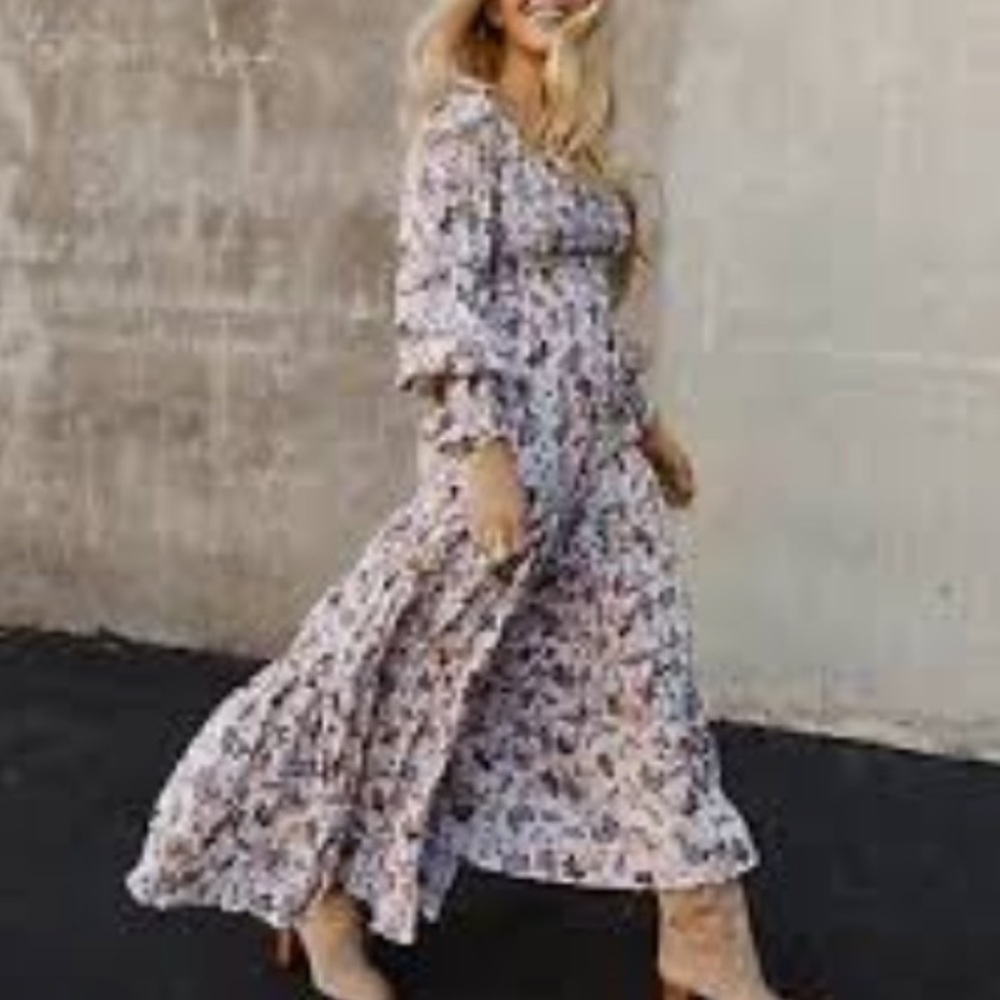 Free People White Floral Maxi Dress